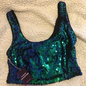 Forever 21 cropped iridescent sequined top
